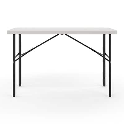 Front. Staples - 4' x 24" Heavy Duty Plastic Folding Table - White Granite.