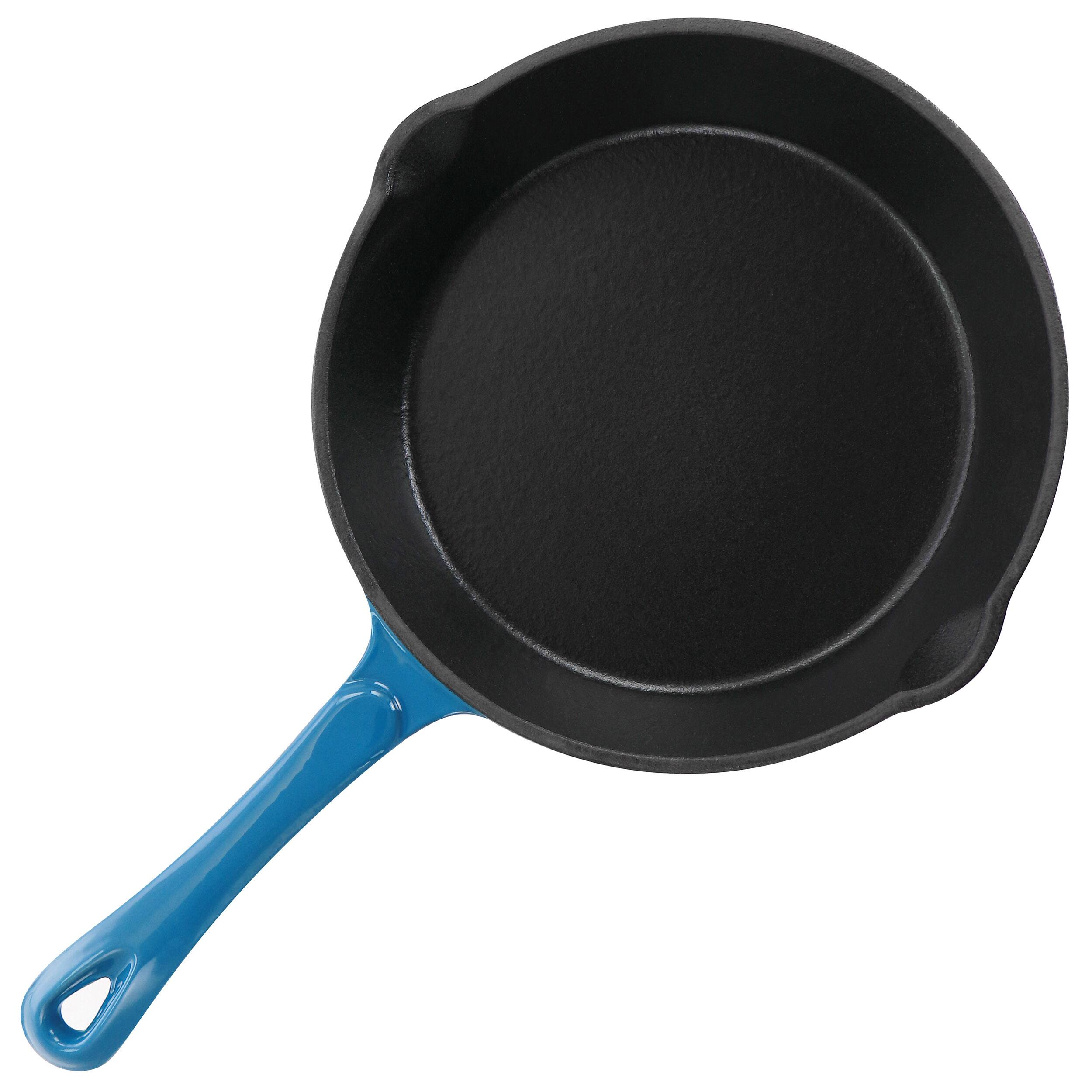 Alt View 2. Mega Chef - MegaChef Enameled Round 8 Inch PreSeasoned Cast Iron Frying Pan in Turquoise - Turquoise.