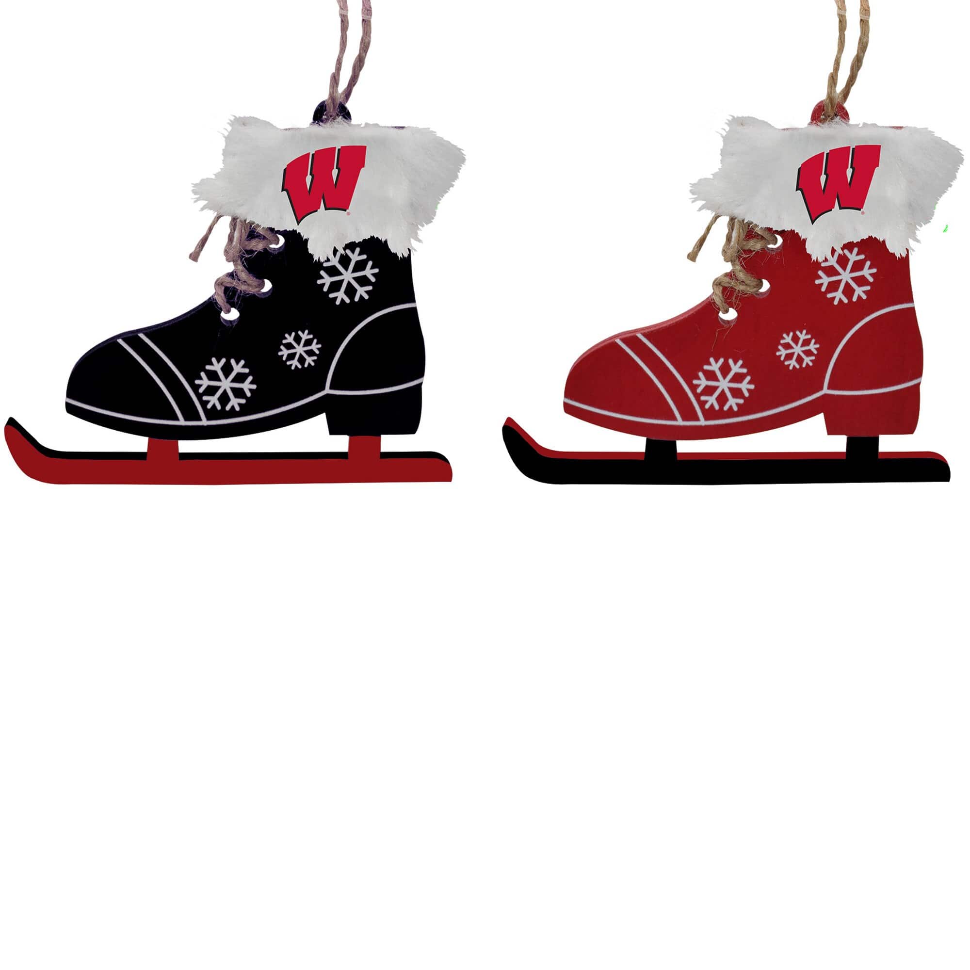The Memory Company - Wisconsin Badgers Two-Pack Ice Skate Ornament Set - Multicolor