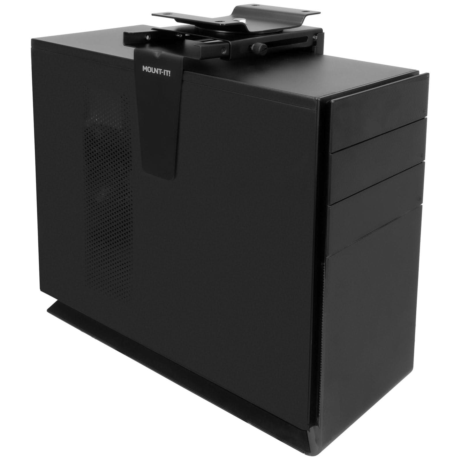 Angle. Mount-It! - Under Desk Mount Computer Tower Holder – Adjustable CPU Mount with 360° Swivel, Fits Most Towers, Black - Black.