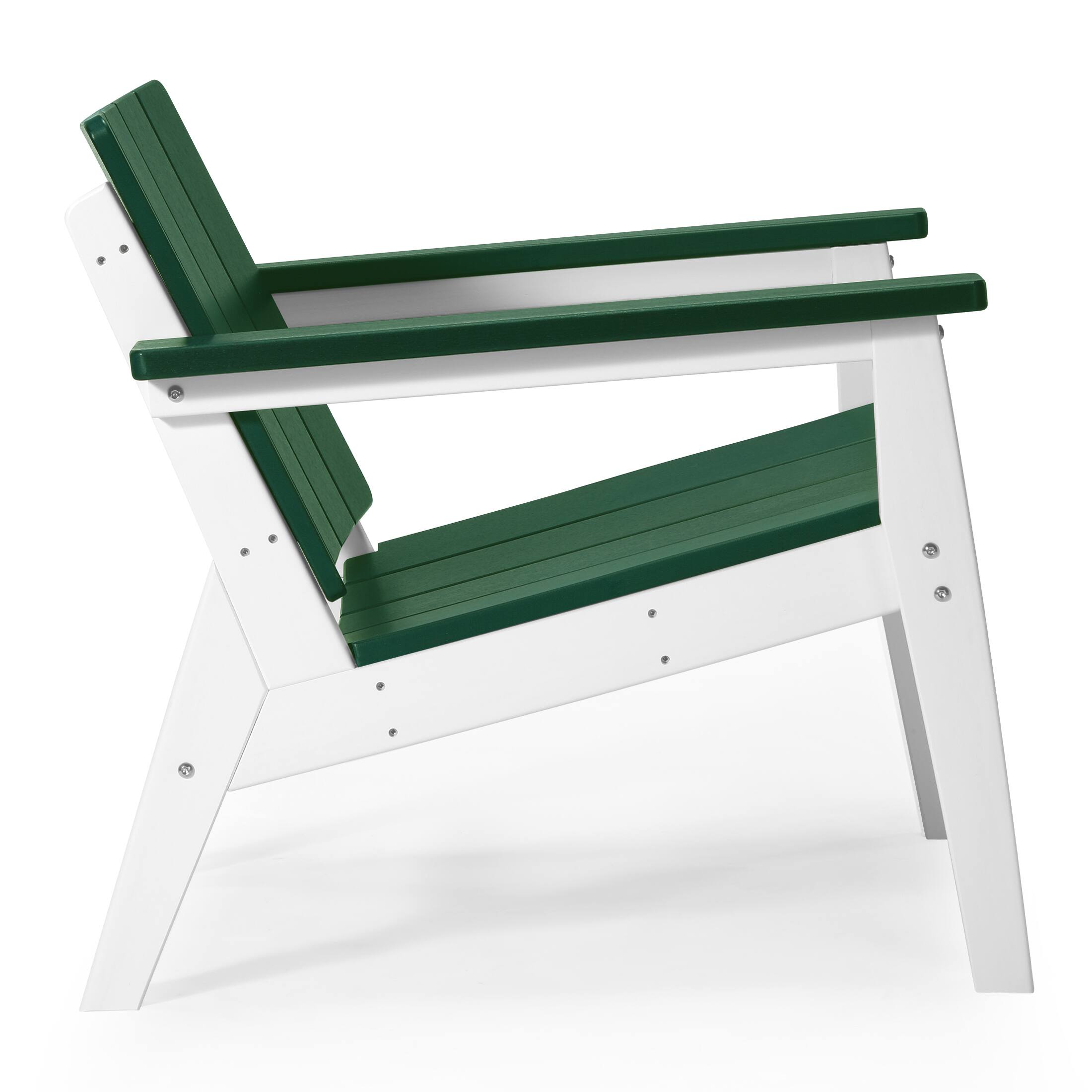 Back. WestinTrends - WestinTrends Pacifica 3-Piece Outdoor HDPE Conversation Set with Deep Seating Chairs and Round Side Table - White/Dark Green.