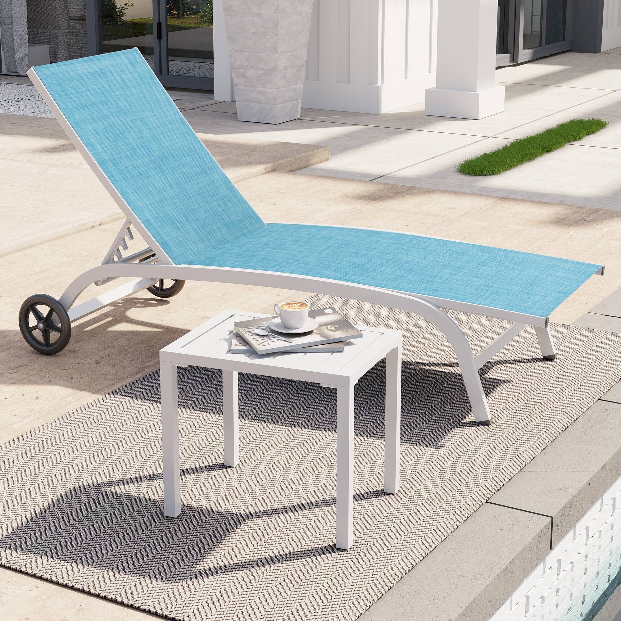 Alt View 6. Crestlive Products - Crestlive Products Aluminum Rectangular Patio Side Table, Small Outdoor Bistro Coffee Table - White.