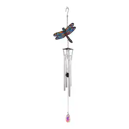 FC Design - 29" Long Dragonfly Silver Wind Chime Outdoor Patio or Garden Hanging Decoration - Multi-Color