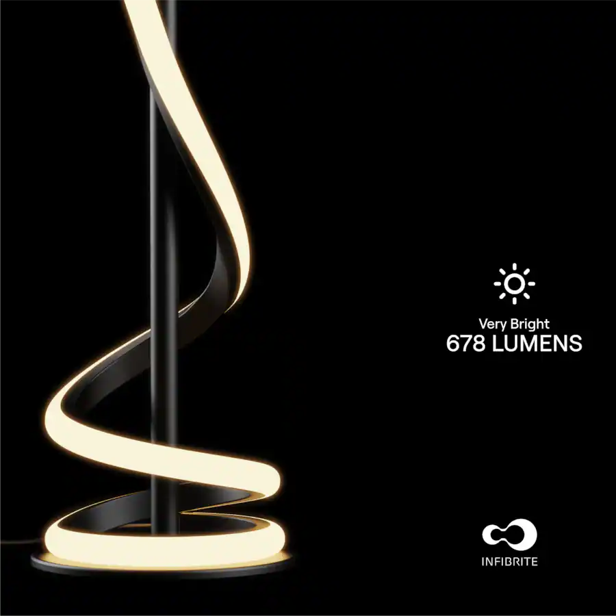 Infibrite Sculptural Curve 12W LED Table Lamp 16 Inch, 3000K Warm Touch ...
