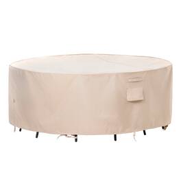F&J Outdoors - Premium Waterproof Outdoor Patio Round Table Cover - Beige