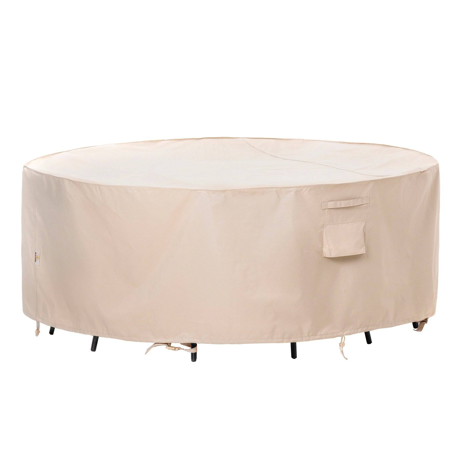 Front. F&J Outdoors - F&J Outdoors Premium Waterproof Outdoor Patio Round Table Cover - Beige.