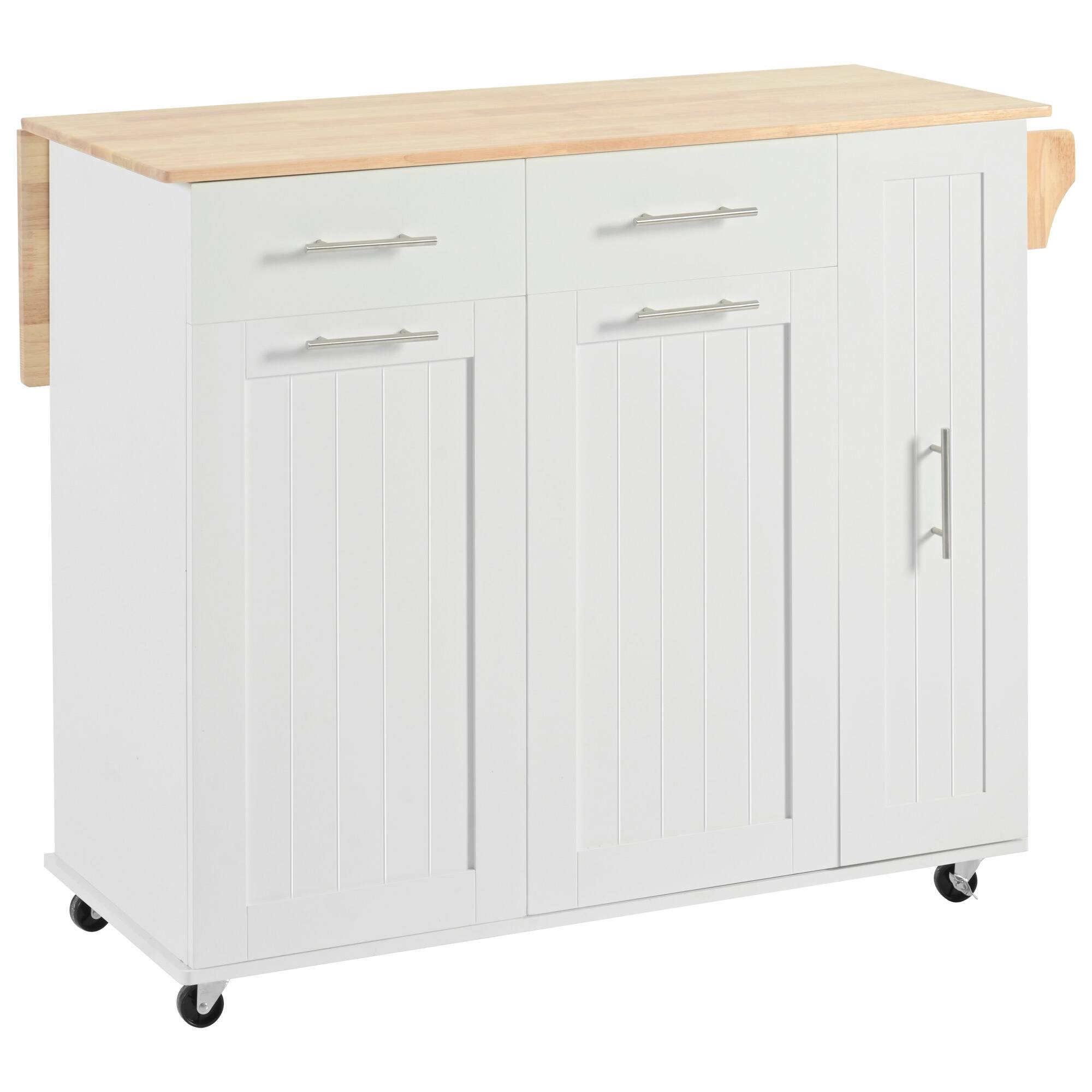 Alt View 5. Spaco - Spaco Rolling Kitchen Island Cart with 3 Tier Pull Out Organizer, 2 Drawers, Internal Storage, Towel Rack,Locking Wheels - White.