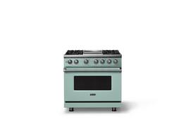 Viking - 36"W. 4 Burner Pro 5 Series 5.6 Cu. Ft. Freestanding Sealed Dual Fuel Convection Range/Griddle - Splash - Splash