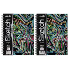 uCreate - Fashion Poly Sketch Book, 9" x 12", 75 Sheets, Neon Abstract Design, Pack of 2