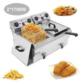 Winado - 23.6L 25QT Electric Countertop Deep Fryer Commercial XL Fry Basket Restaurant - Silver