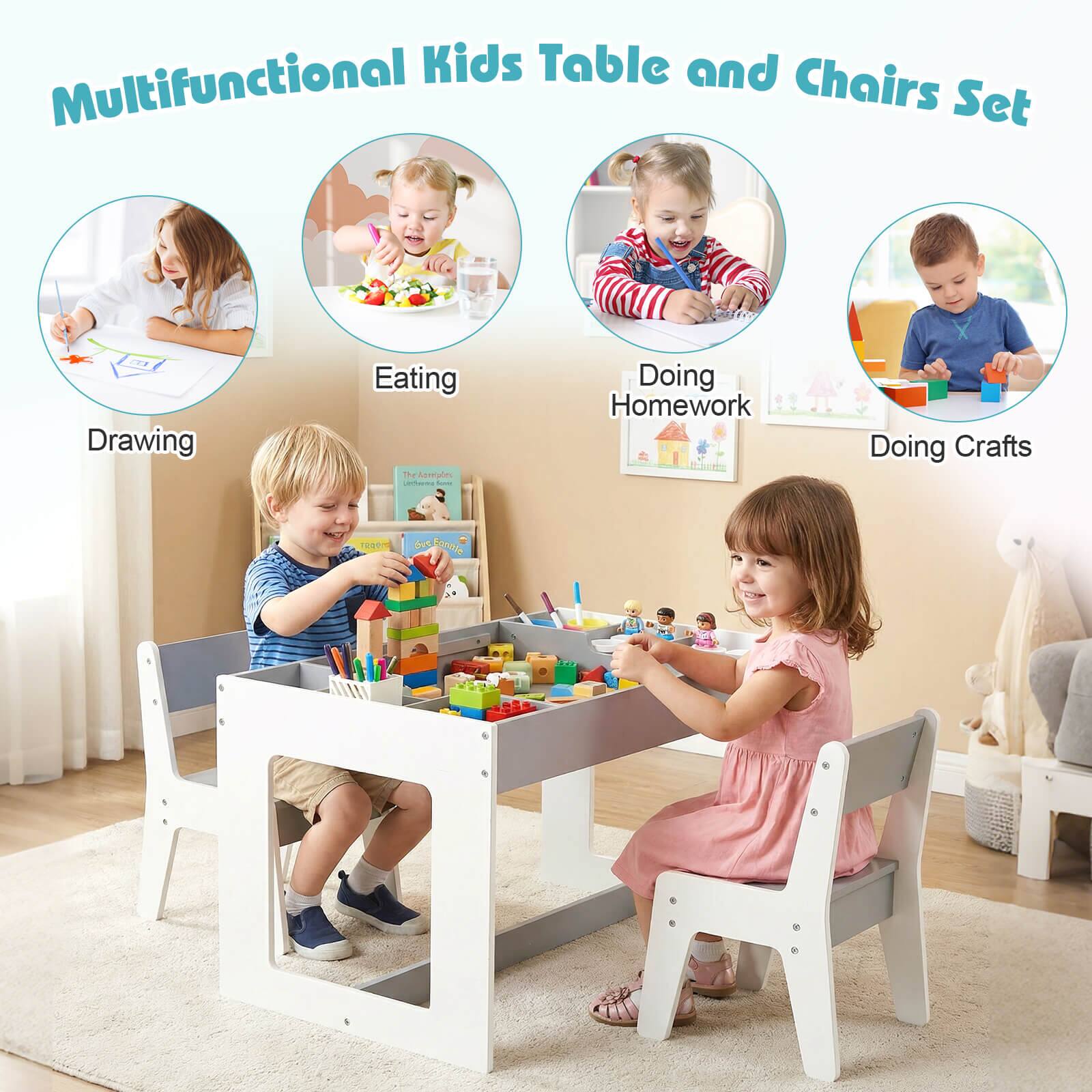Multifunctional Kids Table and Chairs Set

- Drawing
- Eating
- Doing Homework
- Doing Crafts