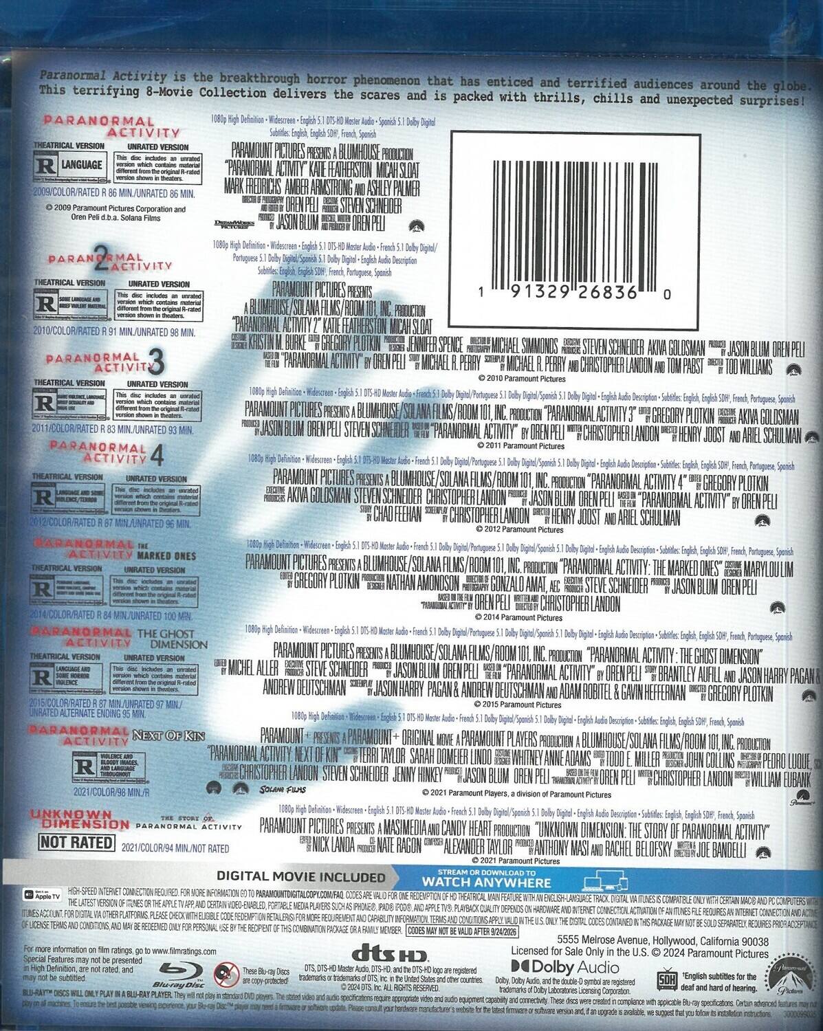 Alt View 1. Paranormal Activity: 8-Movie Collection   - BLU-RAY.