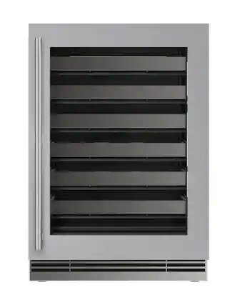 Front. U-Line - 24"W. 4.9 Cu.Ft. Built-In Wine Refrigerator-Stainless Steel Frame w. Glass - Stainless Steel.