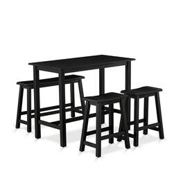East West Furniture - 4 Piece Dining Room Table Sets Includes a Wood Dining Table, 2 Kitchen Stools with a Mid Century - Multi-Color