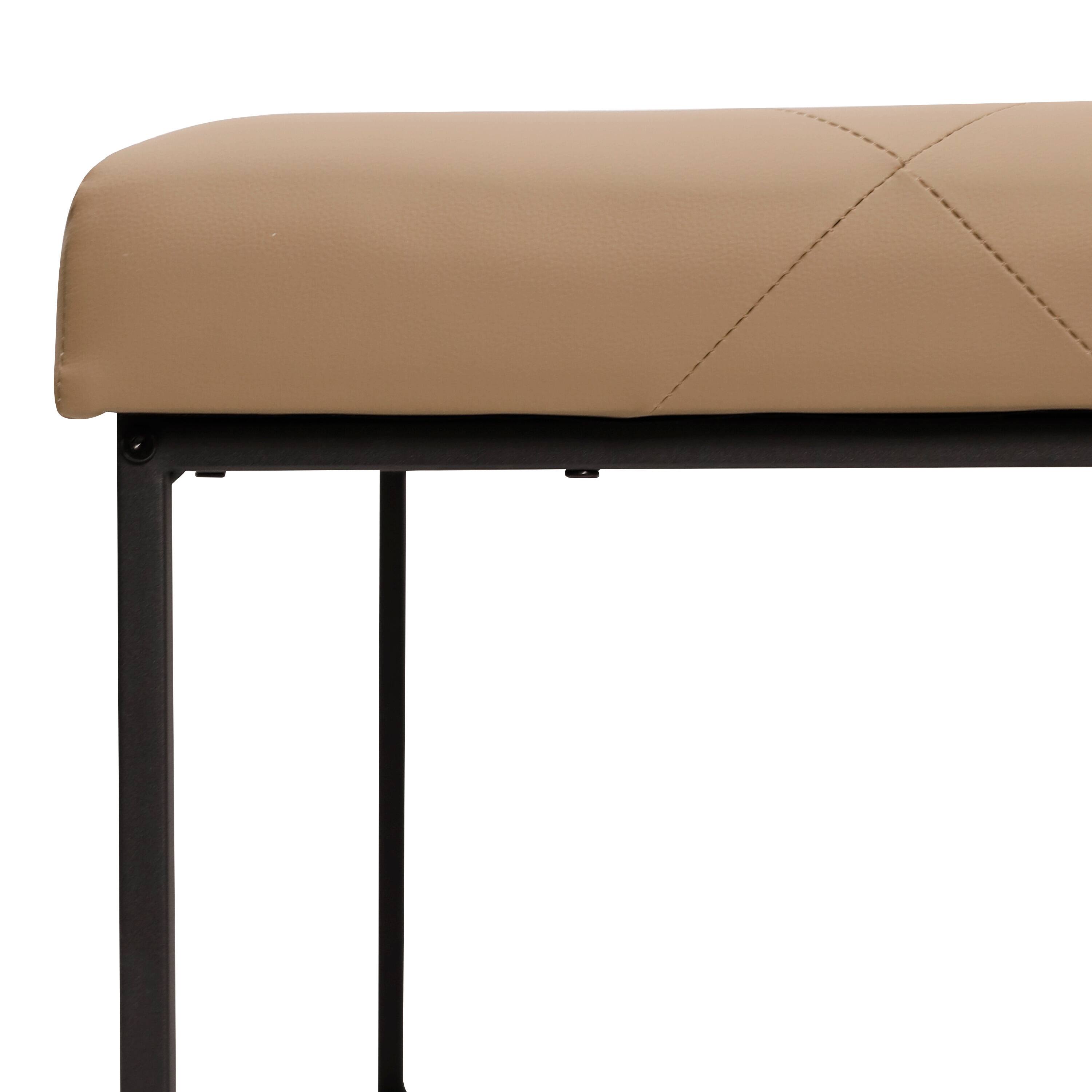 Alt View 7. Emma + Oliver - Aranda 30 in. Faux Leather Square Ottoman with Tufted Design and Sturdy Iron Frame - Light Brown.