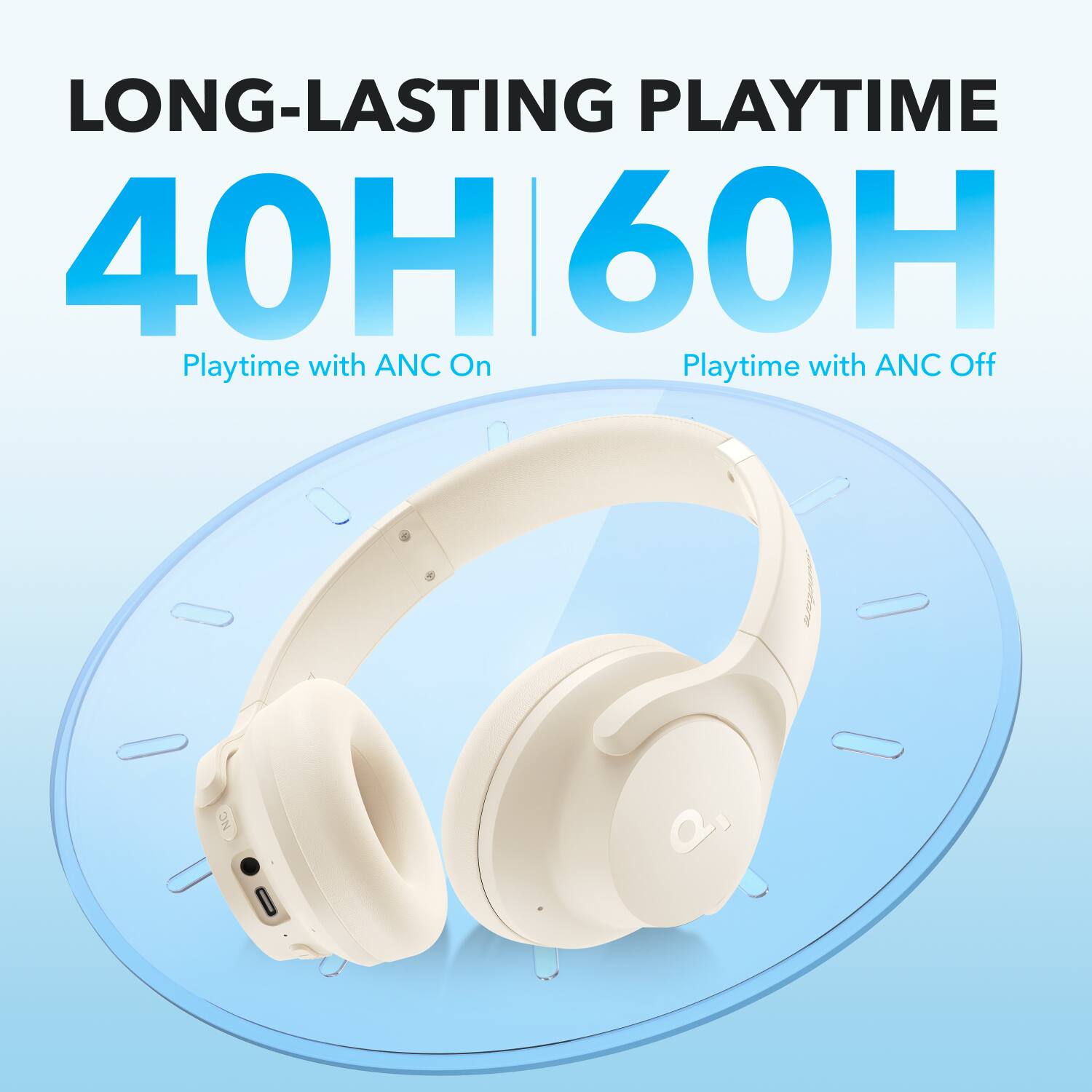 LONG-LASTING PLAYTIME  
40H | 60H  
Playtime with ANC On  
Playtime with ANC Off
