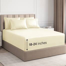 CGK Linens - 6 Piece Sheet Set - Extra Deep Pocket for 18"-24" Mattresses & Extra Pillowcases - Queen - Off White