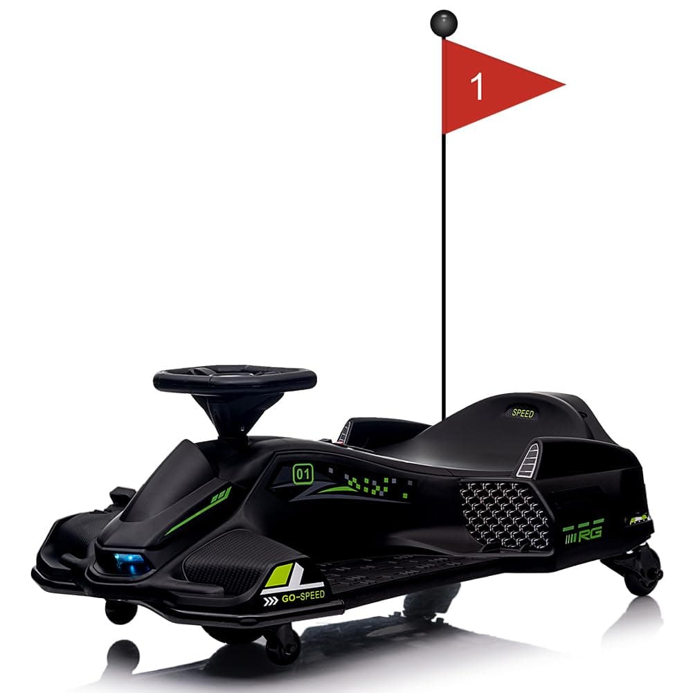 Acekool - Kids Drifting Car, 12V Ride On Go Kart - Black