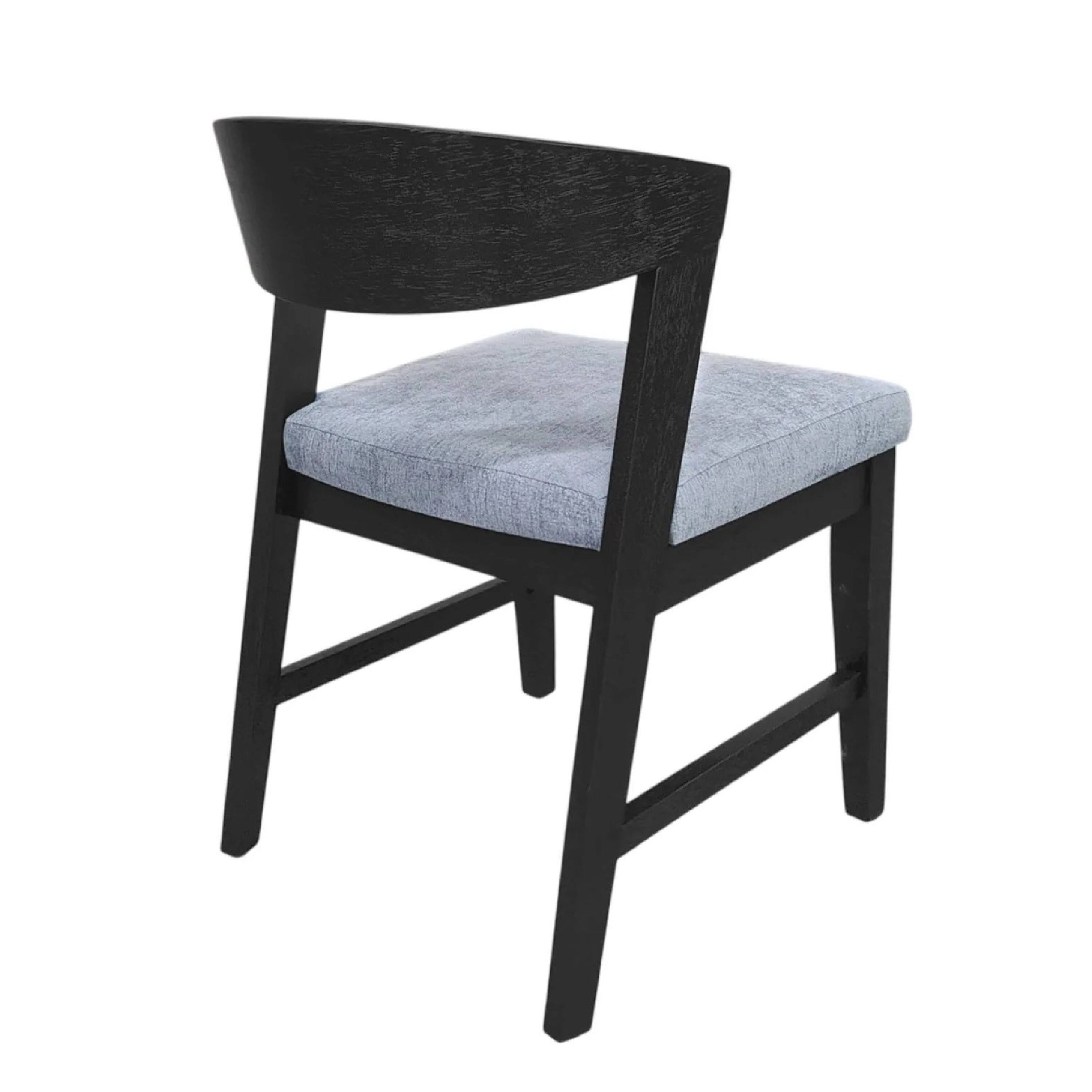 Back. Manhattan Lane - Vecy Side Chair Set of 2,  Fabric Seat, Curved Back, Vintage - Vintage Black, Gray.