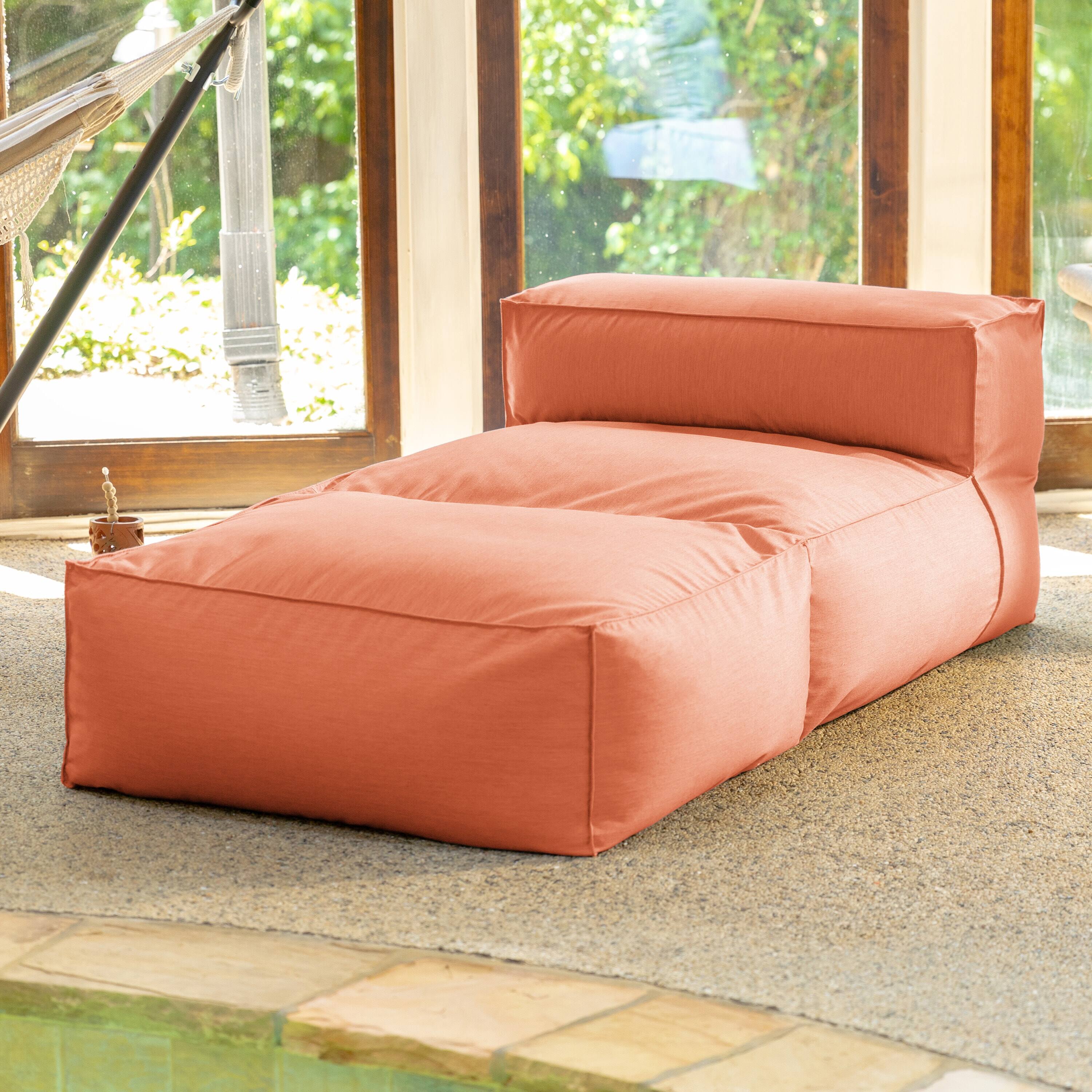 Angle. Jaxx - Baya Outdoor Chaise - Luxurious Chaise Sun Lounger for Poolside or Hospitality, Coral - Coral.