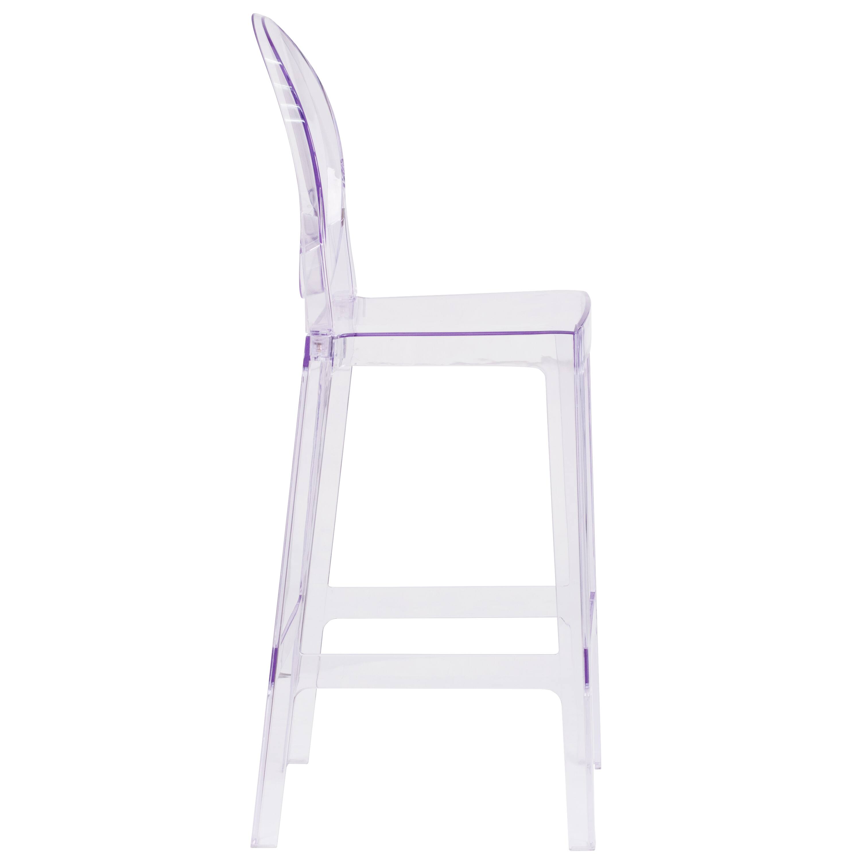 Left. Flash Furniture - Revna Ghost Barstool with Oval Back in Revna Transparent Crystal - Clear.