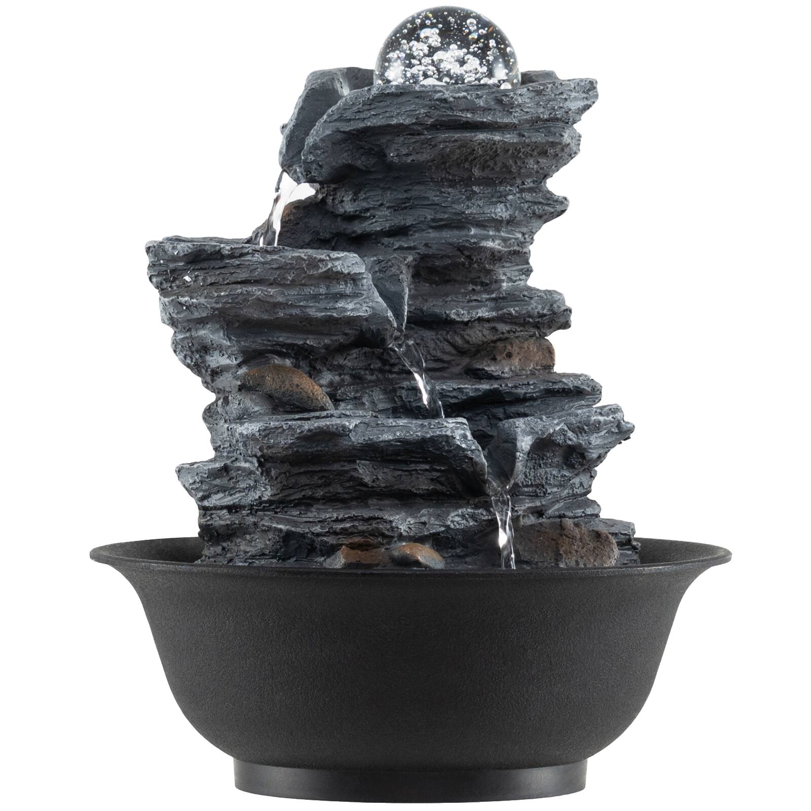 Alt View 9. Gymax - Gymax Tabletop Water Fountain w/Rolling Crystal Ball Color-Changing LED Light Pump - Black.