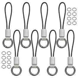 Unique Bargains - 8pcs Car Keychain Finger Ring, Leather Keyring Short Zinc Alloy Lanyard with Metal Ring Key Fob for Keys Bag - Gray