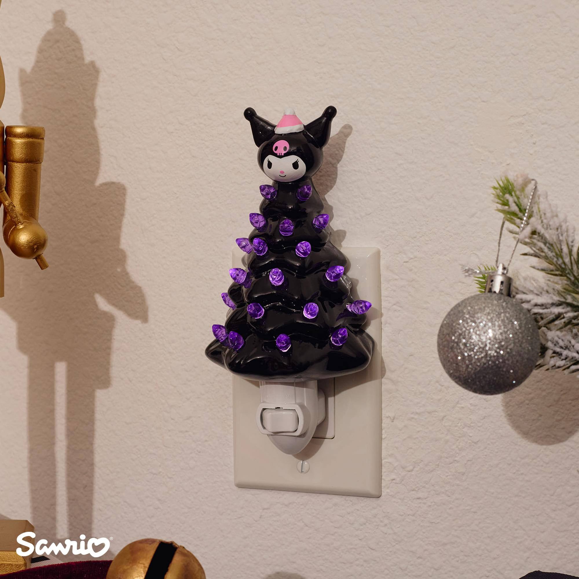 Alt View 5. Ukonic - Sanrio Kuromi 6-Inch Ceramic Christmas Tree Plug-In Nightlight - Black.