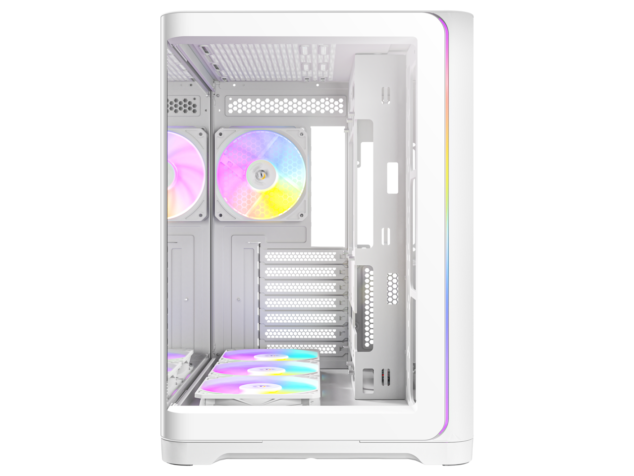 Alt View 5. Antec - C5 Curve ARGB, 4 x 120mm ARGB PWM Fans Included, Curved Tempered Glass Front & Side Panels, Mid-Tower ATX PC Case - White.