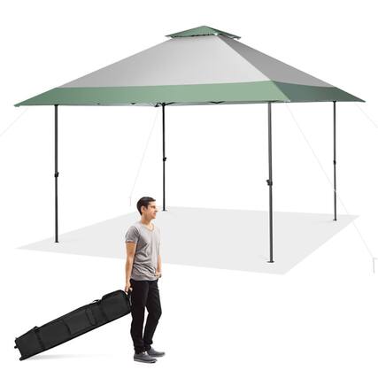 Front. Kadyn - 13 x 13 Feet Pop-Up Patio Canopy Tent with Shelter and Wheeled Bag-Gray, Outdoor Gazebo Wedding Party Tent Canopy Tent.