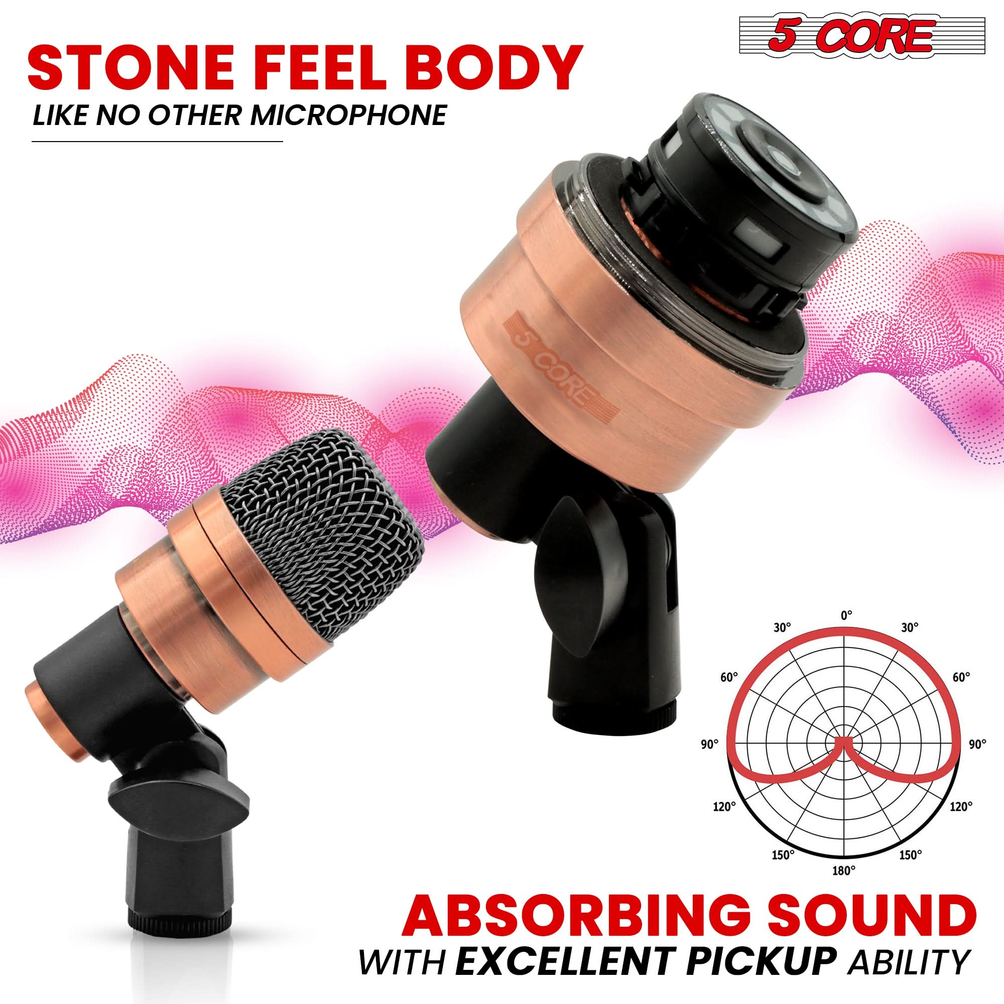 STONE FEEL BODY  
LIKE NO OTHER MICROPHONE  

5 CORE  

ABSORBING SOUND  
WITH EXCELLENT PICKUP ABILITY