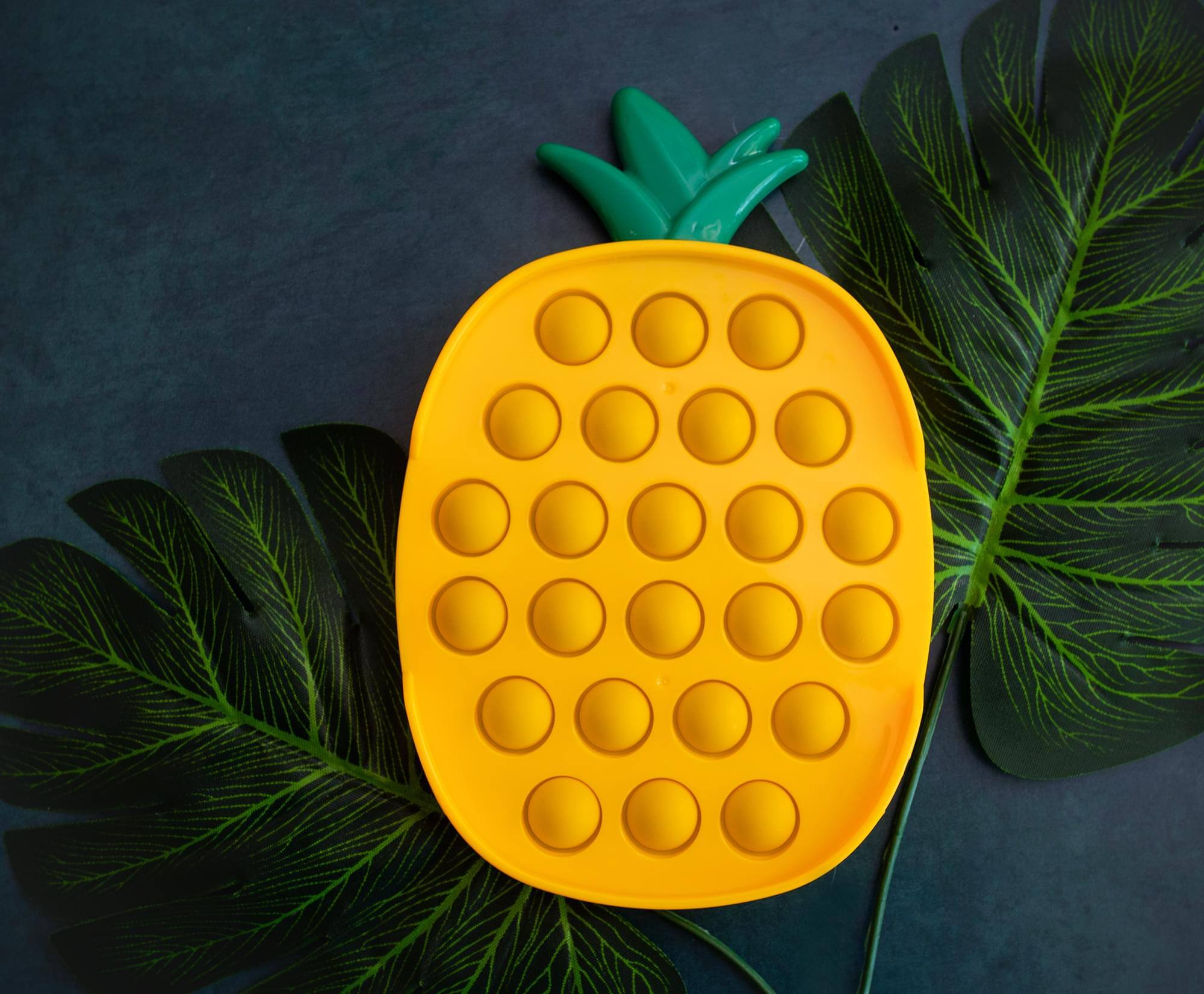 Alt View 10. Toynk - Pop Fidget Toy 24-Button Yellow Pineapple Silicone Bubble Popping Game - Yellow.
