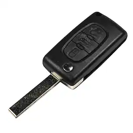HQRP - 3-Button Flip Key Fob Shell Case with Uncut Blade for Peugeot 107 207 307 308 407 408 - Black