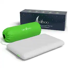 Focus Umiboo Thin 2.5 Inch Memory Foam Pillow for Stomach and Back Sleeper - White