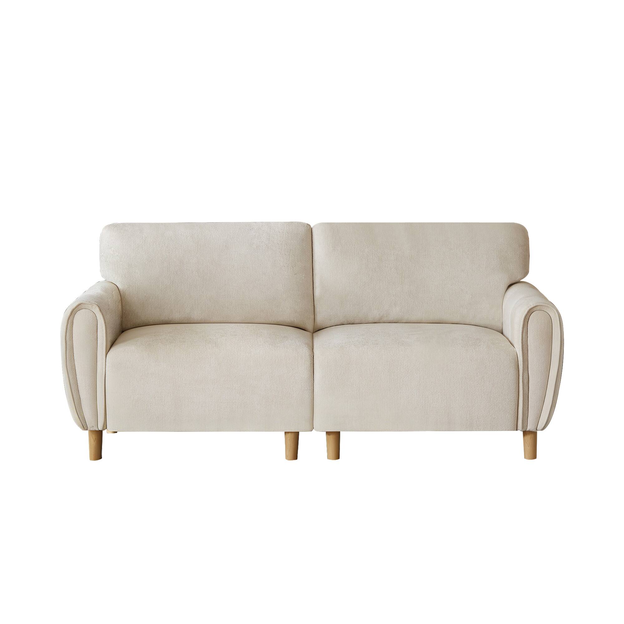 Alt View 4. Electra Tech Xpress - Modern Chenille Upholstered Couch, Large Loveseat for Small Space - WHITE.