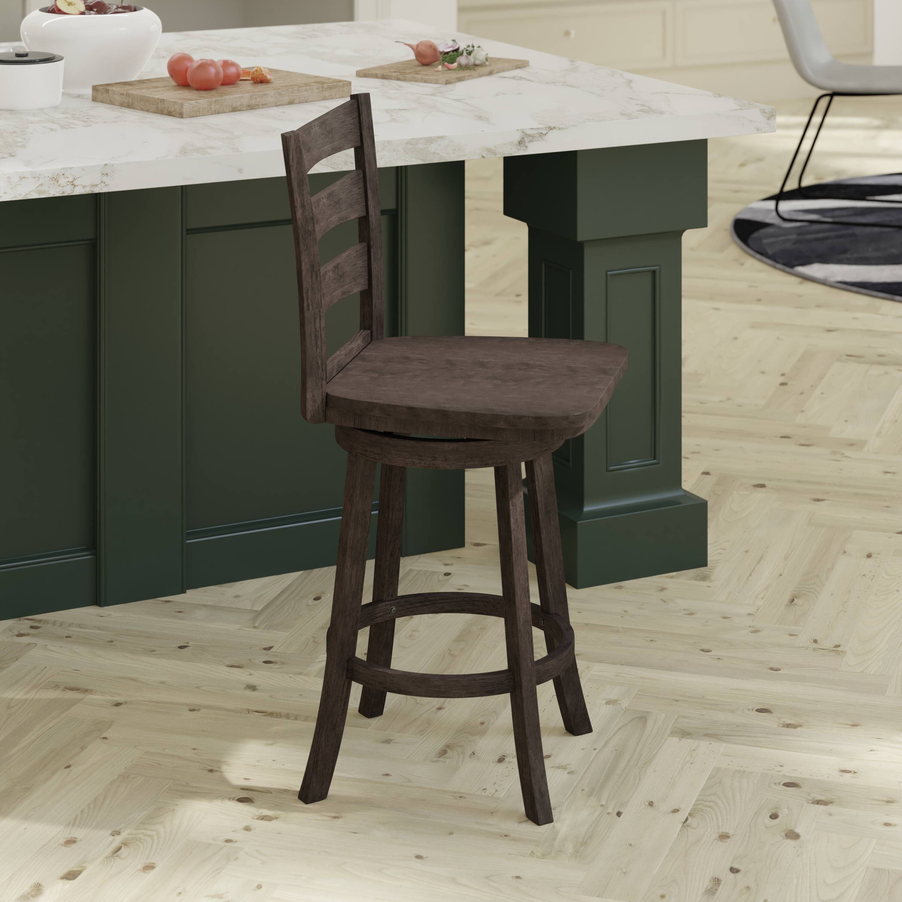 Alt View 3. Emma + Oliver - Vanya Classic Ladderback Counter Height Dining Stool with Wood Seat - Gray Wash Walnut.
