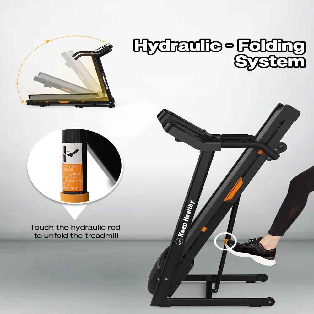 Hydraulic-Folding System

Touch the hydraulic rod to unfold the treadmill

Keep Healthy