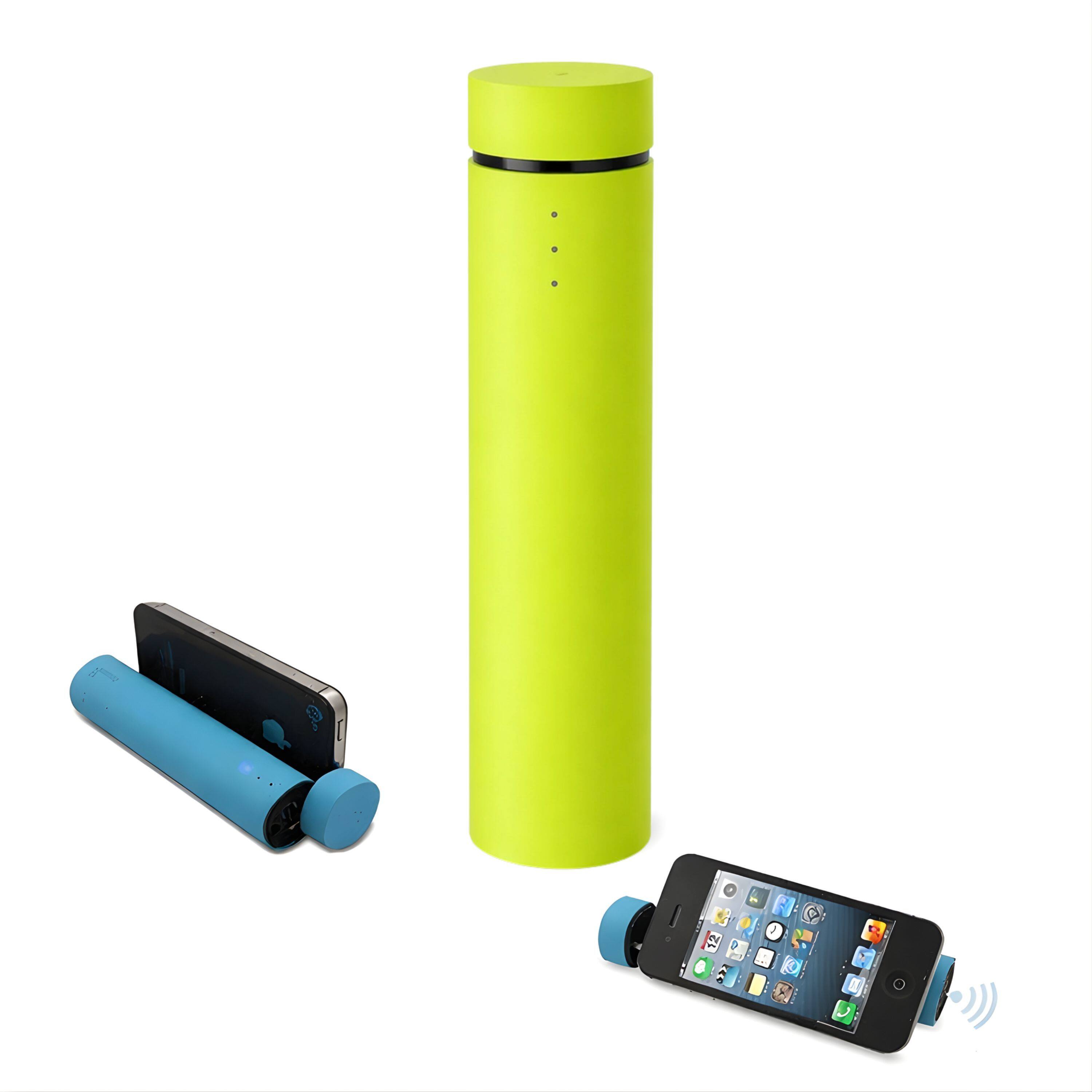 Angle. Kitcheniva - DUO Power Extender Power Bank With Speaker For Phones And Tablets Lime Green - Lime Green.
