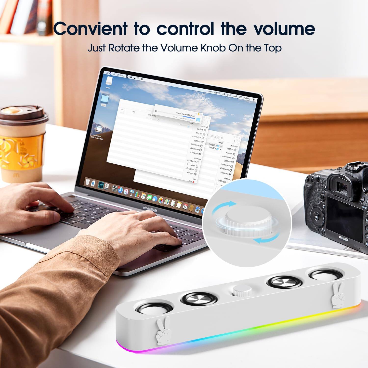 Convenient to control the volume  
Just rotate the volume knob on the top