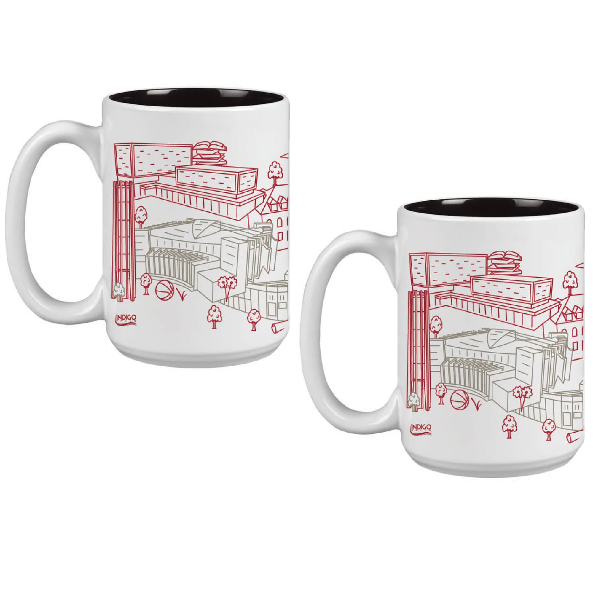 Alt View 1. Indigo Falls - Indiana Hoosiers 15oz. Campus Line Art Coffee Mug Two-Pack - Multicolor.