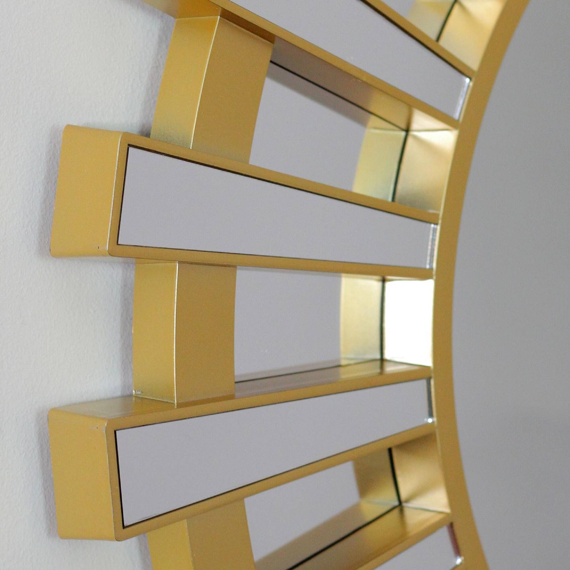 Alt View 1. Northlight - 25.5" Matte Gold and Clear Sunburst Round Mirror Wall Decor - Gold.