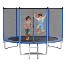 VEVOR - Outdoor Trampoline, 10FT Round Recreational Trampoline with Enclosure Net, ASTM Approved, Heavy Duty Trampolines - Blue,Black