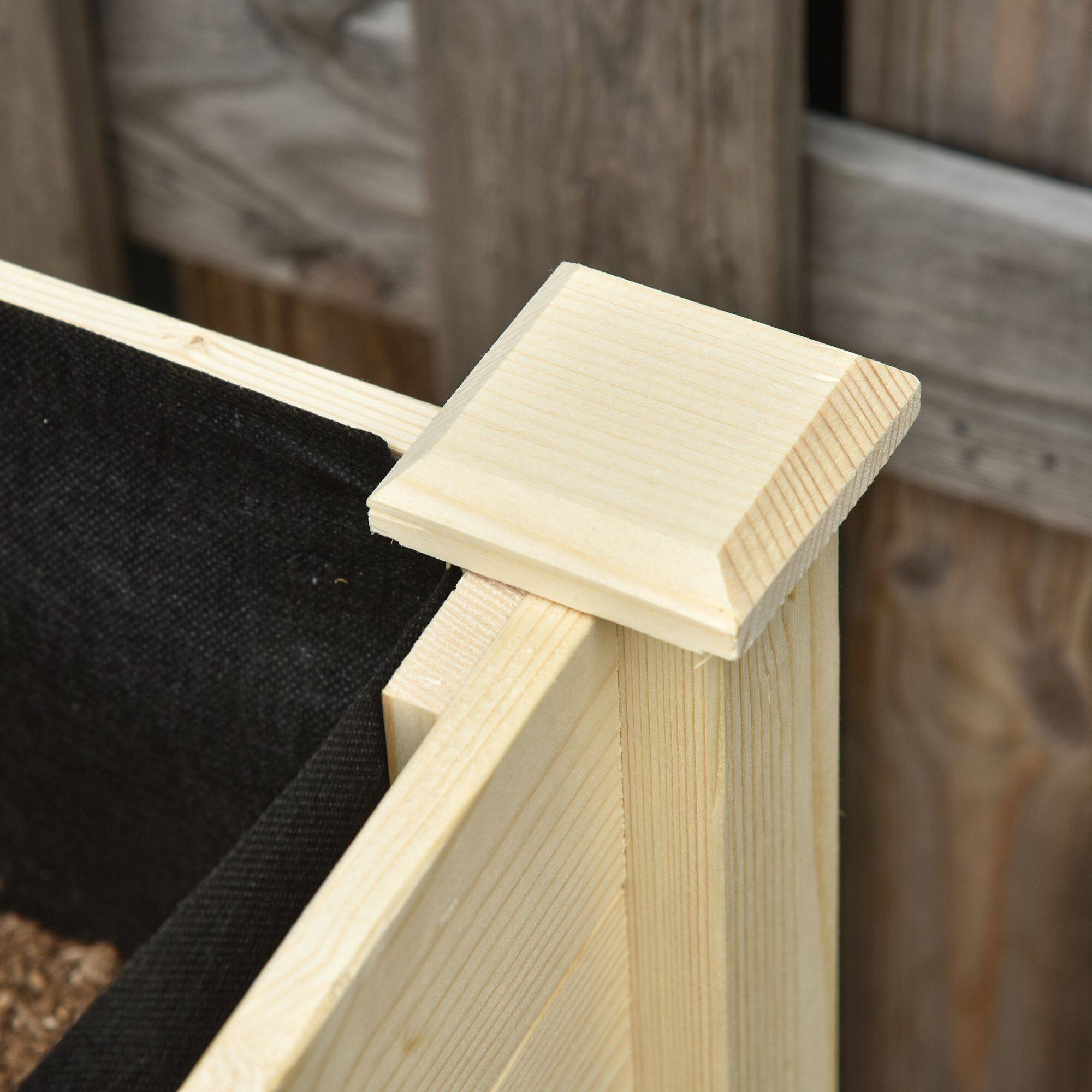 Alt View 7. Outsunny - Raised Garden Bed, 47" x 22" x 33", Elevated Wooden Planter Box w/ Lockable Wheels, Storage Shelf - Natural.