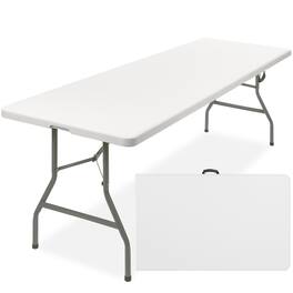 Best Choice Products - 8ft Plastic Folding Table, Indoor Outdoor Heavy Duty Portable w/ Handle, Lock for Picnic - White