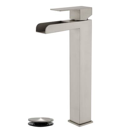 Front. Boyel Living - Brushed Faucet SUS304 Waterfall Spout cUPC Cartridge 60cm Supply Line Pop Up Drain - Brushed Nickel.