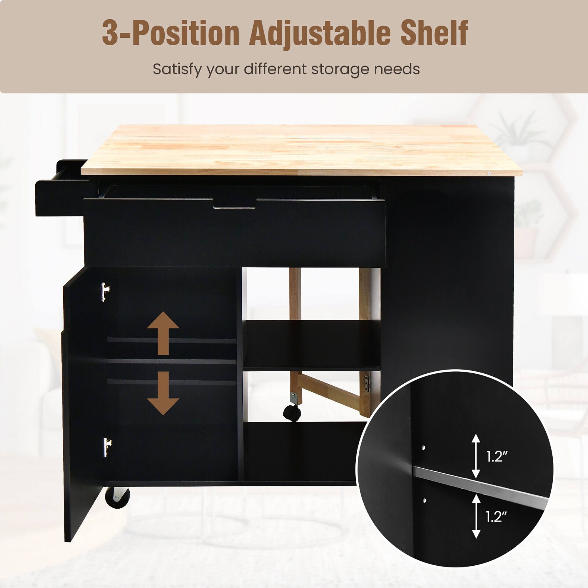 3-Position Adjustable Shelf  
Satisfy your different storage needs  

1.2"  
1.2"