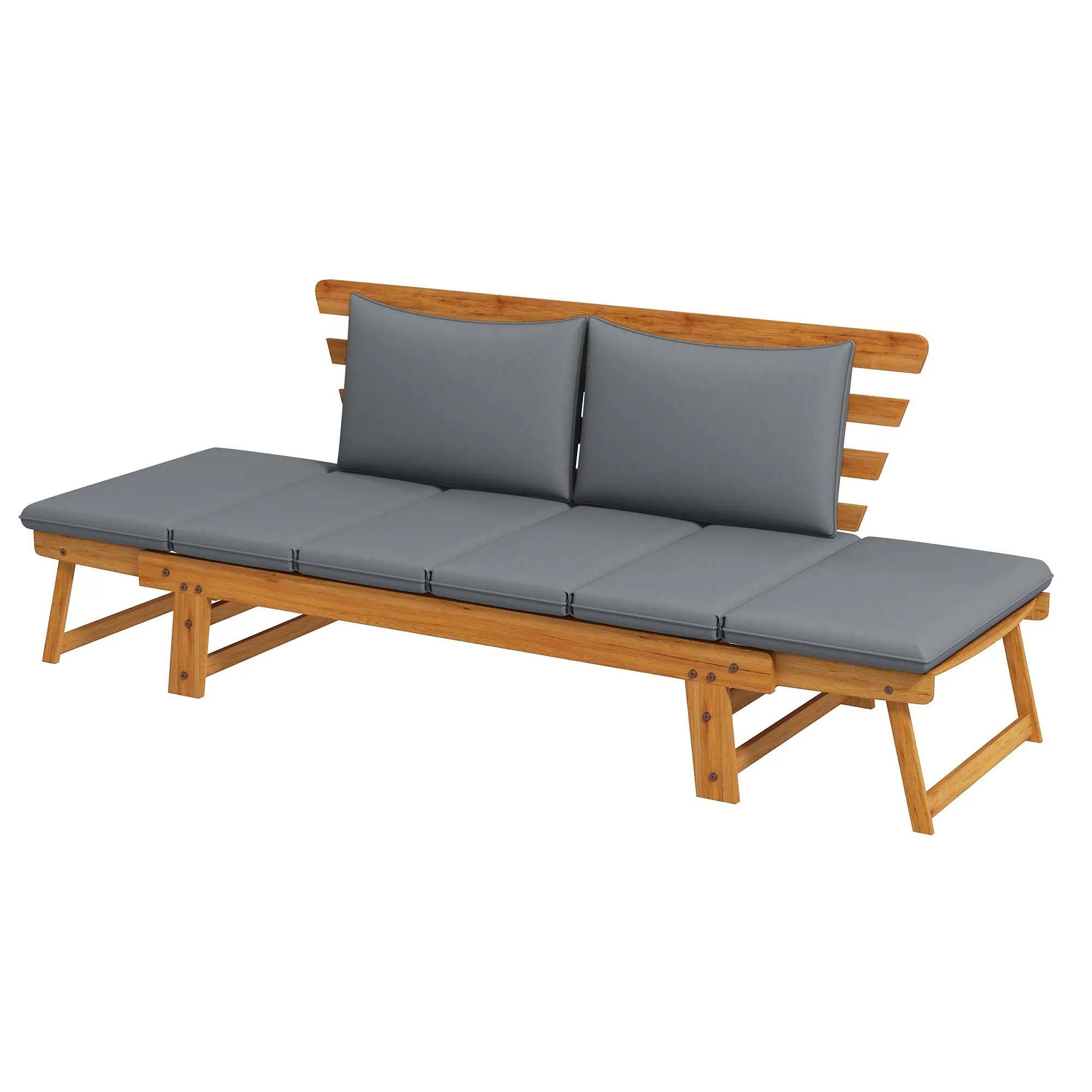 Alt View 7. Resenkos - Resenkos Outdoor Bench, Patio Loveseat with Cushions, Adjustable Armrests, Durable Garden Bench for Front Porch,Gray - Gray.