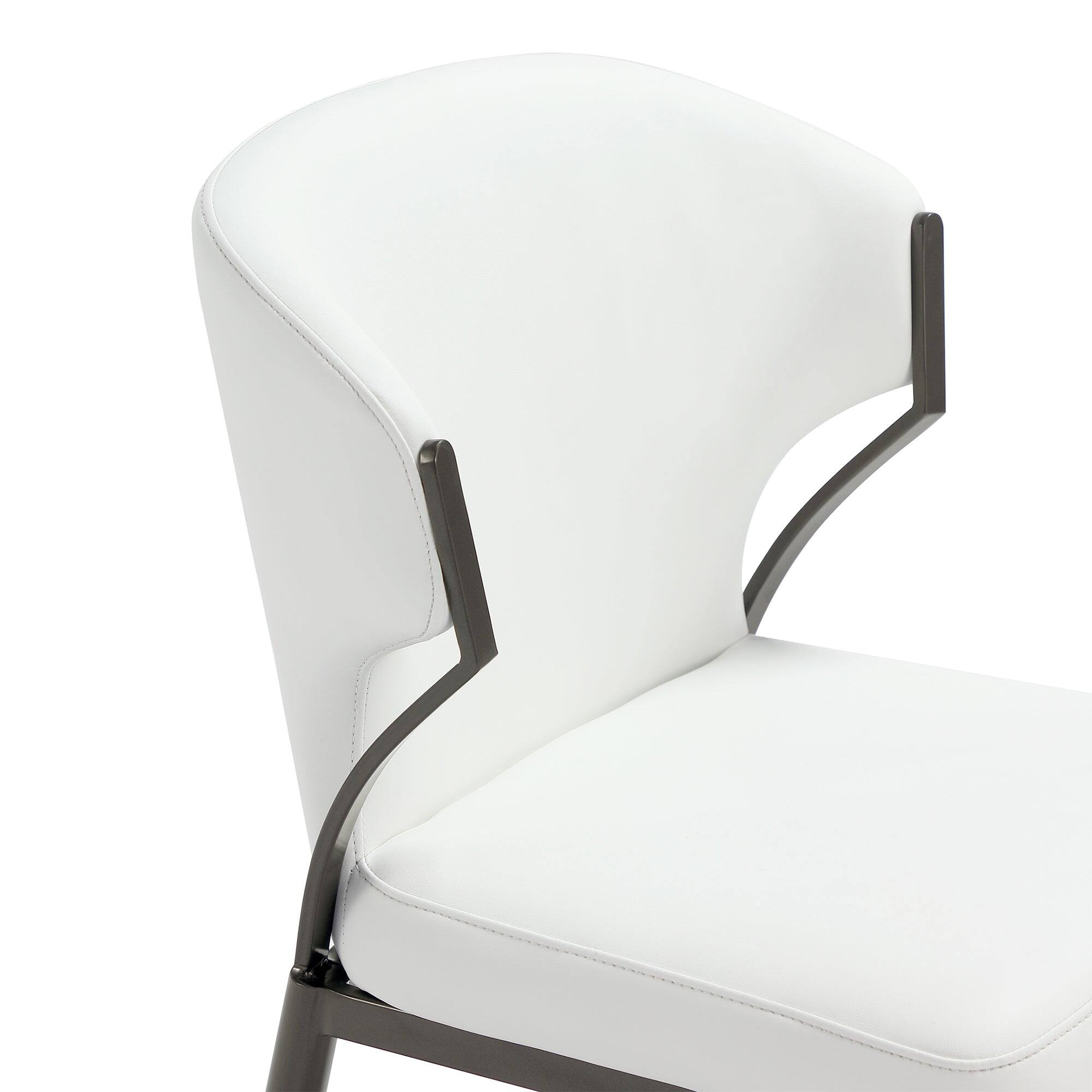 Alt View 1. Manhattan Comfort - Kirsten Modern Metal Vegan Leather Dining Chair - Set of 2 - White.