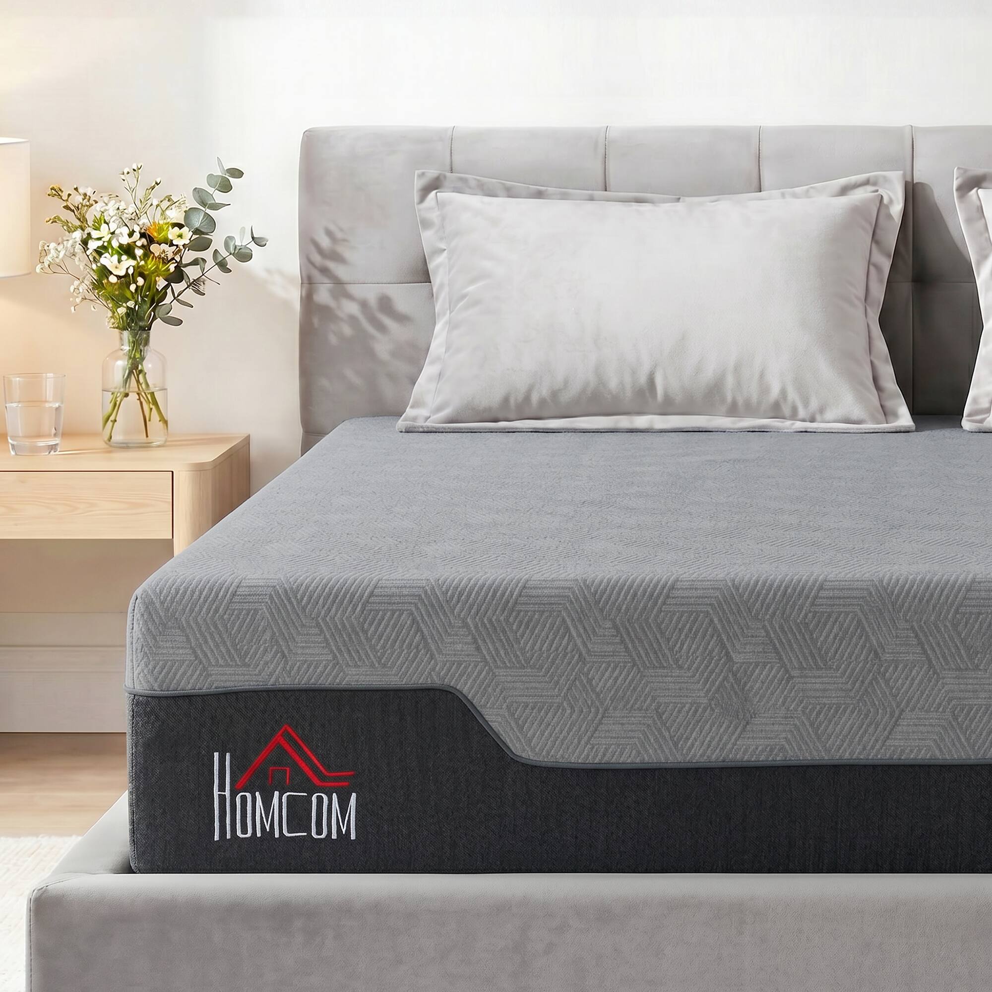 Alt View 1. Homcom - Mattress, 12 Inch Memory Foam Mattress for Pressure Relief, Graphene Gel Cooling Copper Bed in a Box - Gray.
