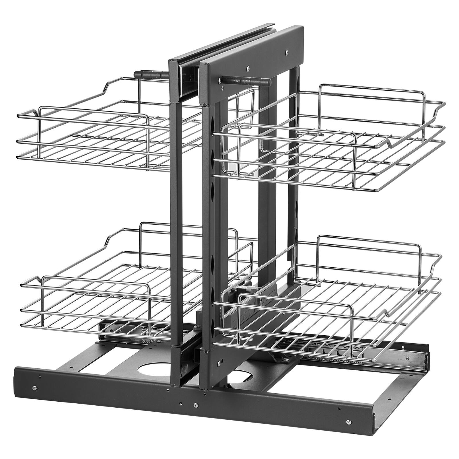 Alt View 5. VEVOR - Min 15"W Opening Blind Corner Pull Out Organizer, 2 Tier 4 Shelf Kitchen Cabinet Organizer, Chrome Carbon Steel - Silver.